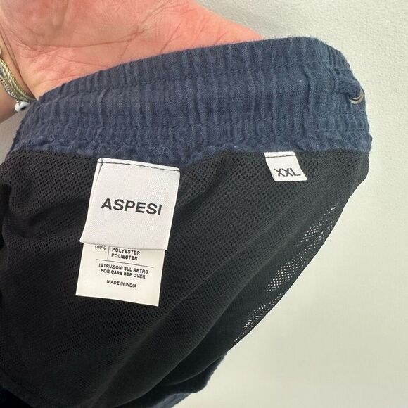 ASPESI Unisex Navy Cotton Seersucker Three Button Blazer Drawstring Short Set - Picture 12 of 14